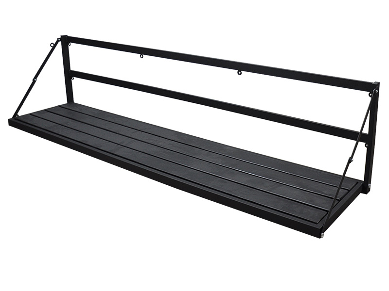 Лавка для укриттів зі спинкою настінна підвісна 2000х450х500мм (на шарнірах) чорний КОМПРЕД OL714/1